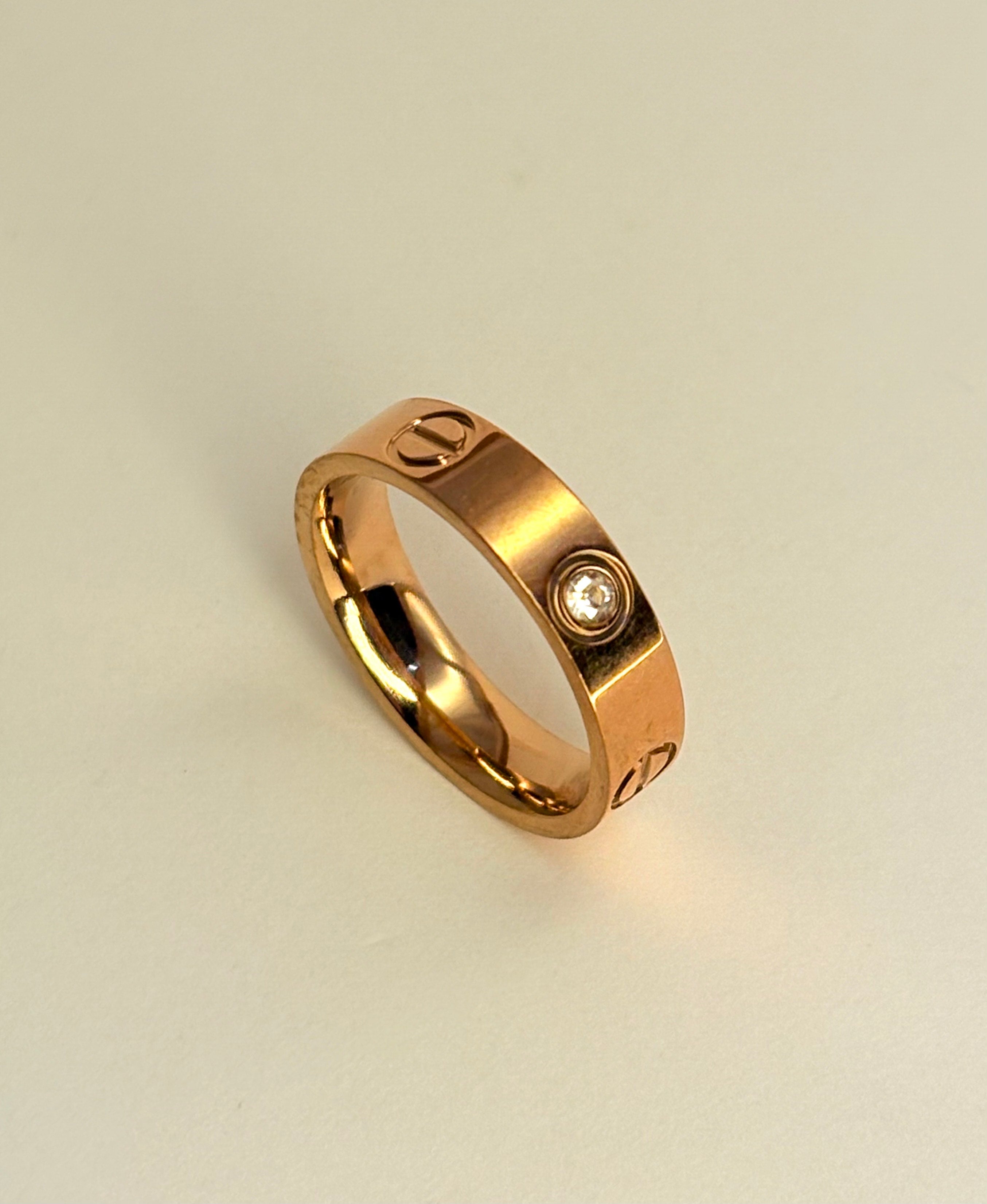 Rose Gold Plated Anti Tarnish AD Stone Band Ring